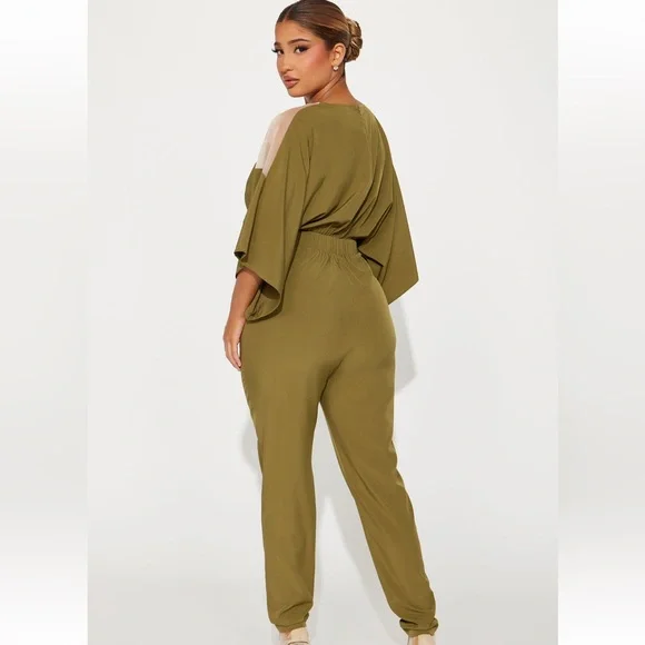 Fashion Nova Weekend Feels Jumpsuit - Olive - Picture 3 of 5